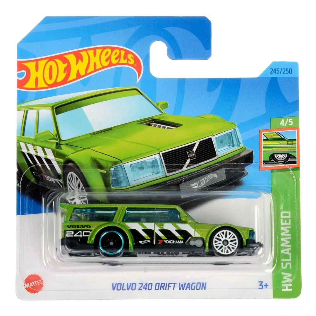 Green Volvo 240 Drift Wagon Hot Wheels Slammed series die-cast car