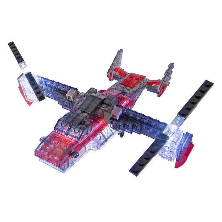 Laser Pegs VTOL Sparhawk plane made with building bricks that light up