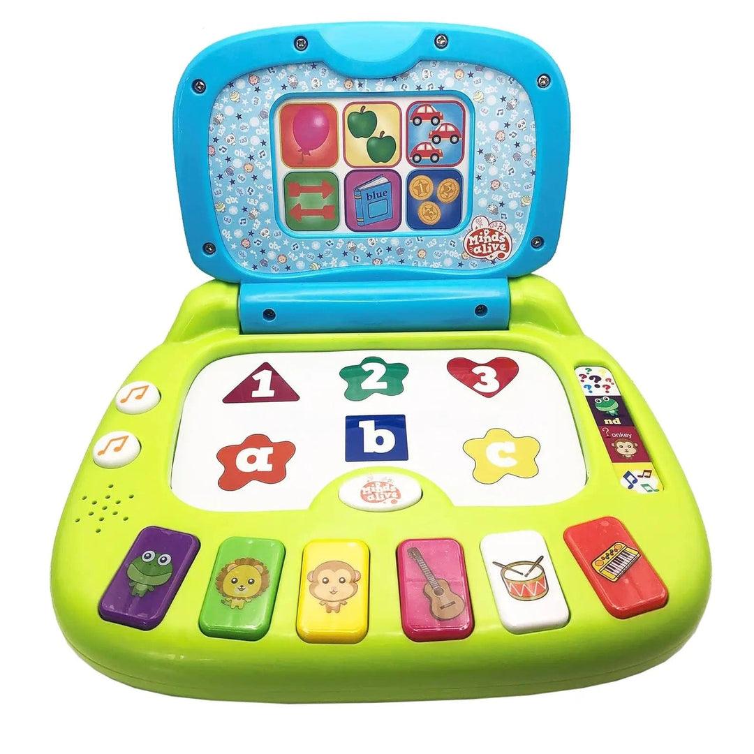 Brightly coloured learning laptop toy for toddlers