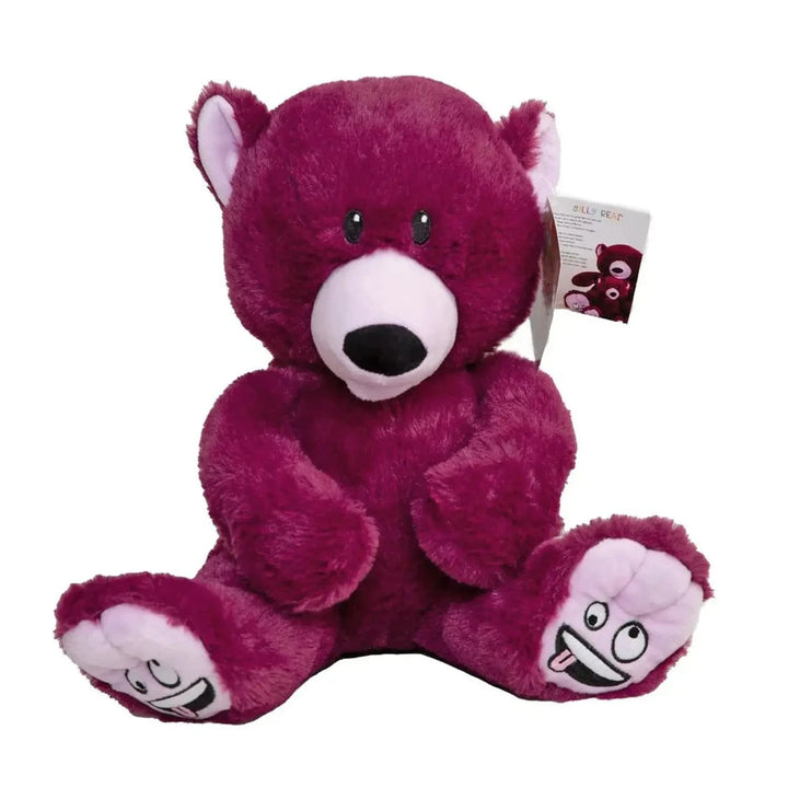 Purple Silly Mood Bear with wacky face on the feet