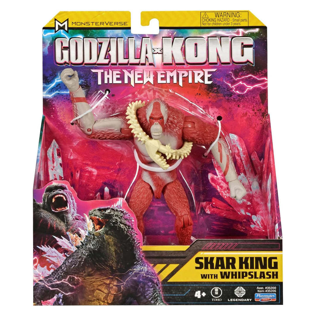 Toy figure packaging for Skar King with Whipslash from 'Godzilla vs. Kong: The New Empire' series.
