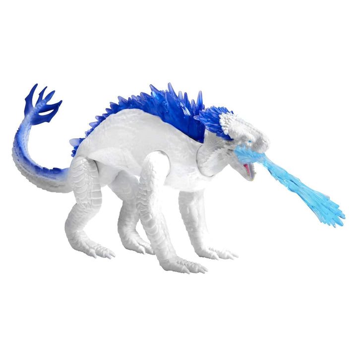 White and blue dragon-like creature on a white background