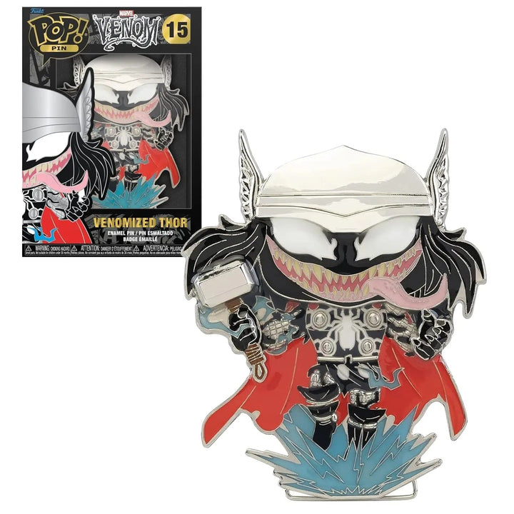 Venomized Thor Funko Pop pin with coloured enamel and removable stand