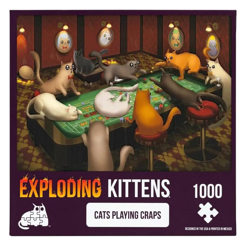 Cats Playing Craps design Exploding Kittens 1000 piece jigsaw puzzle