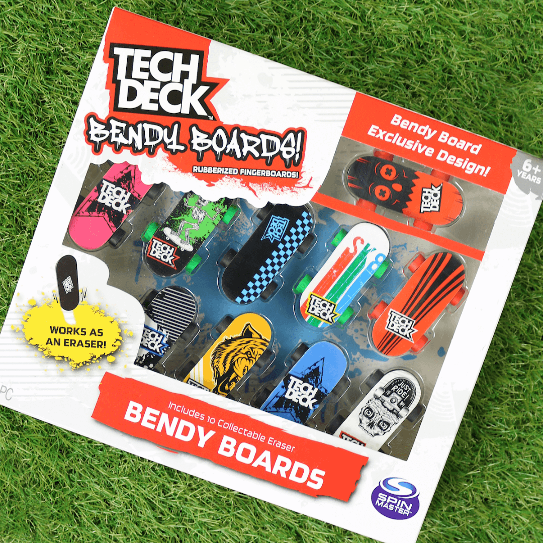 tech deck bendy boards packaging on grass