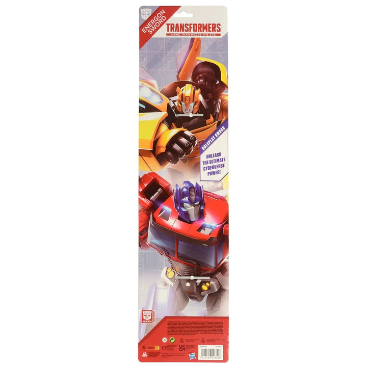 Back of the display card of Transformers Energon Sword for pretend play