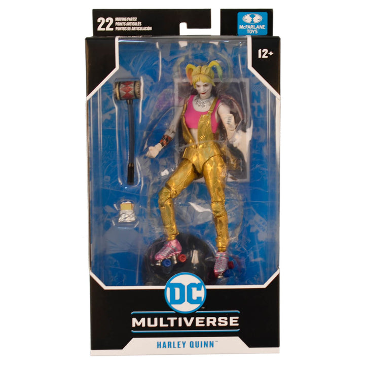 Harley Quinn in gold with roller skates action figure from DC Multiverse with 22 moving parts