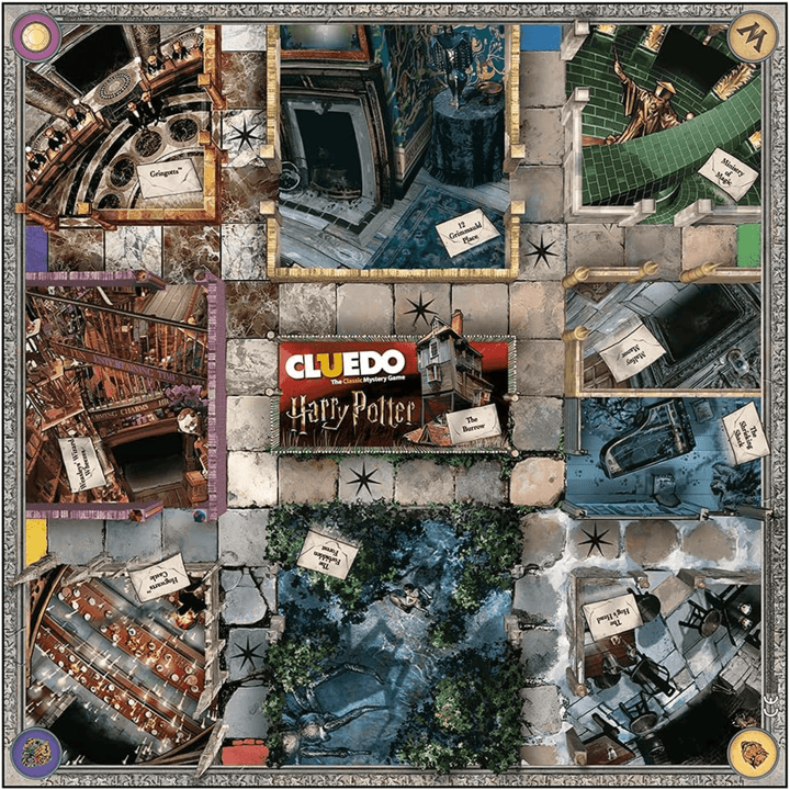 board game featuring popular locations like gringotts, grimmauld place, the hog and the head and more from the books and movie