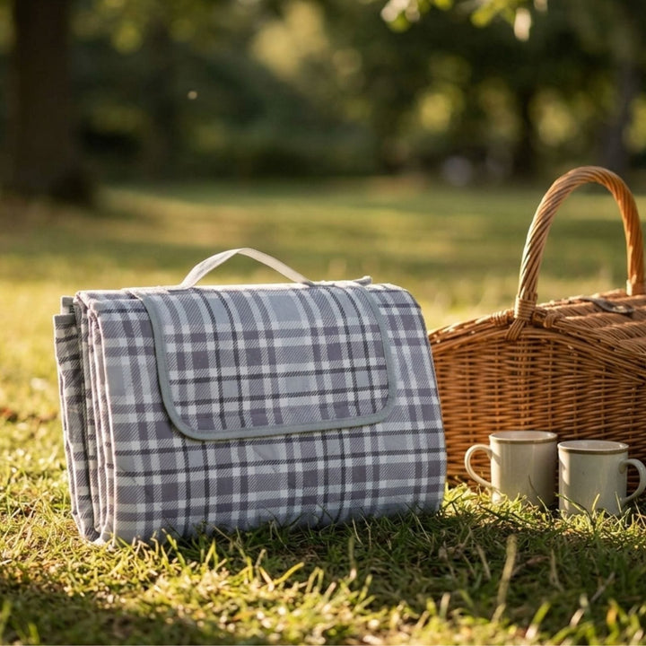 Picnic Blanket Rug Waterproof Backing Carry Handle 3 Sizes