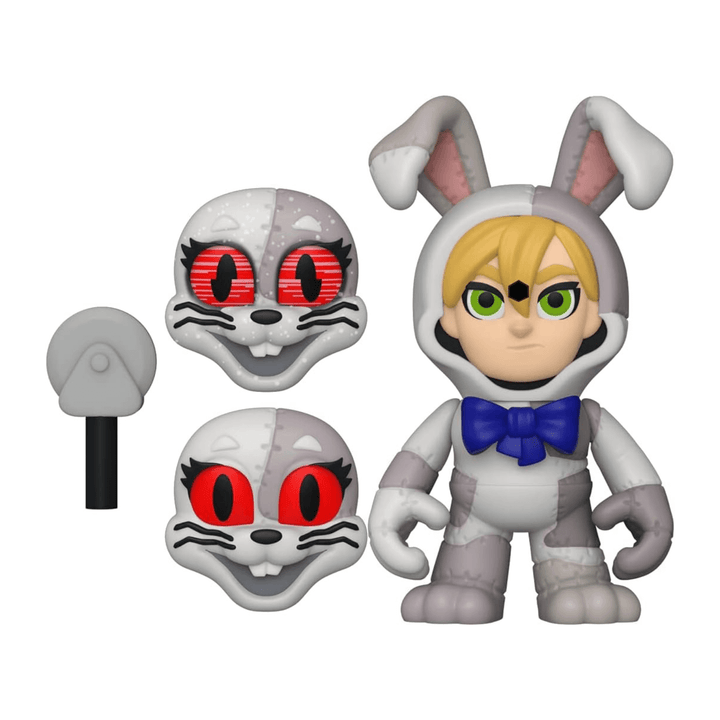 vanny FNAF character with 2 additional faces featuring red eyes and small pizza slicer tool accessory