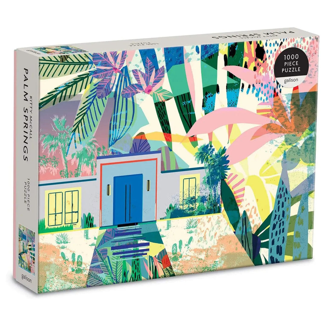 Palm Springs 1000 piece jigsaw puzzle with art image of plants and house