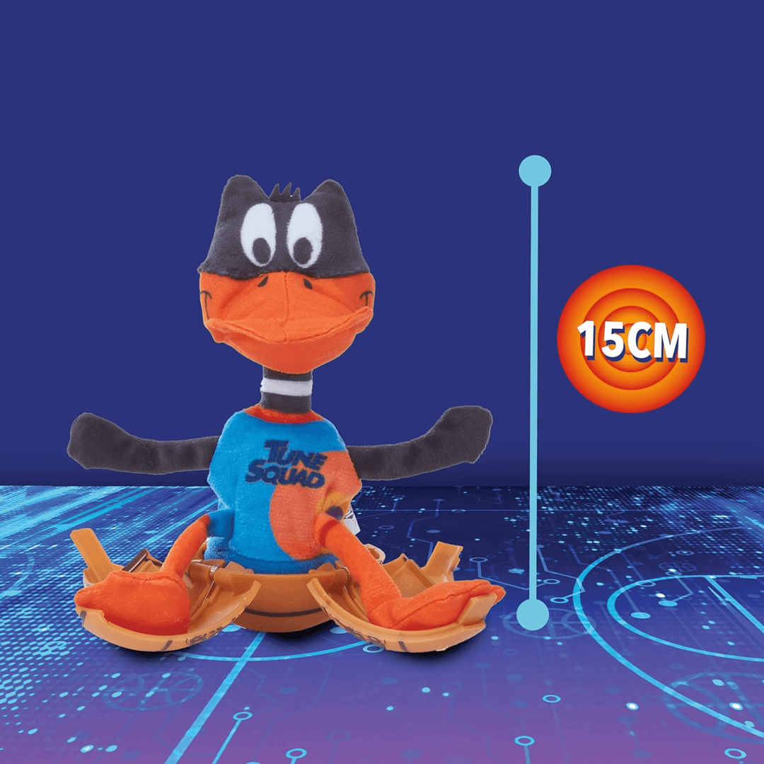 daffy duck pop n drop toy with 25cm tall measurement graphic