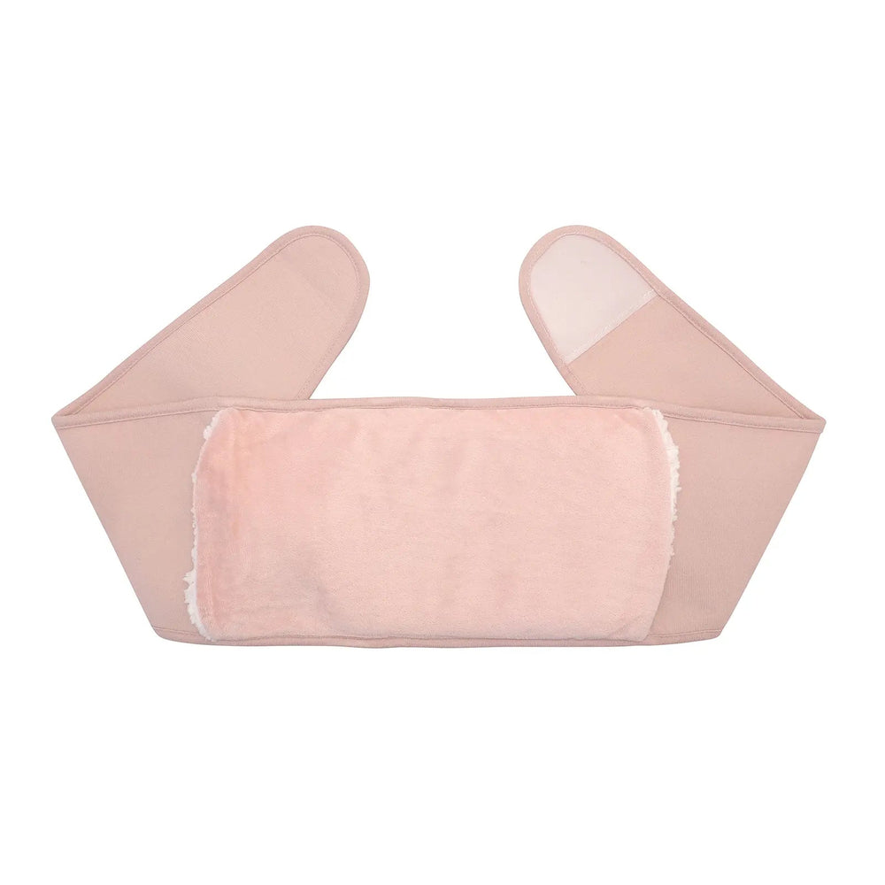 Blush pink body wrap belt with hot water bottle an hook and loop fastener