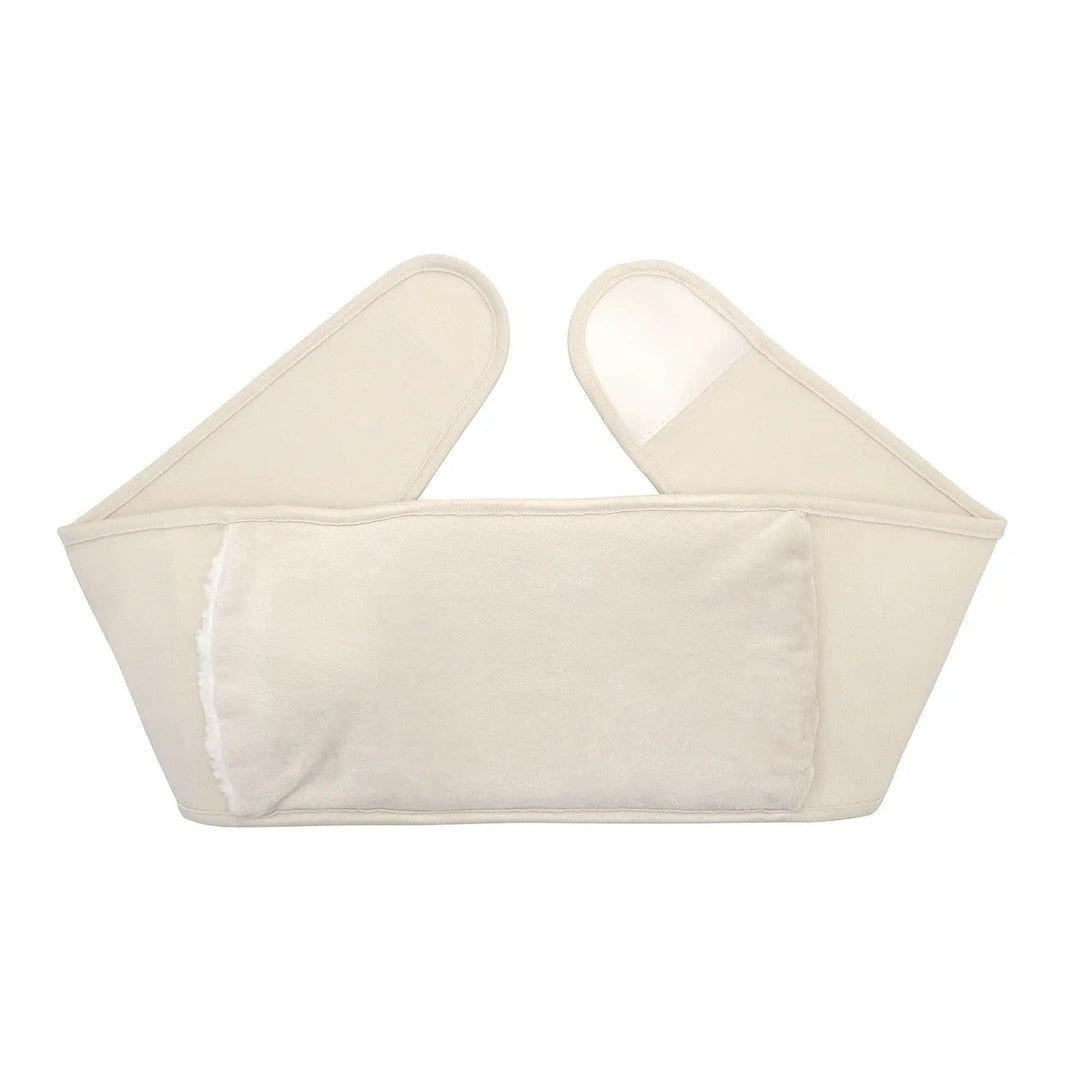 Cream colour body wrap belt with hot water bottle an hook and loop fastener