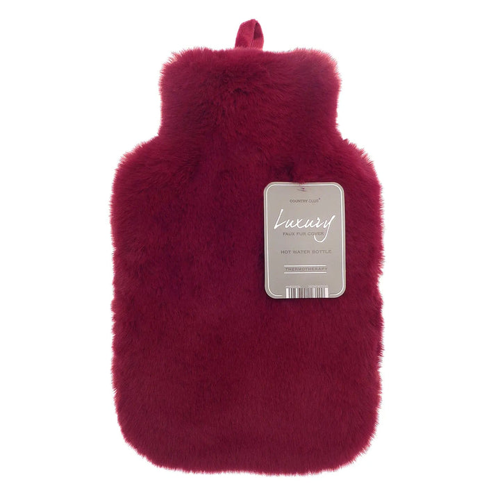 Luxury Hot Water Bottle Faux Fur Cover Thermotherapy 2 Litre