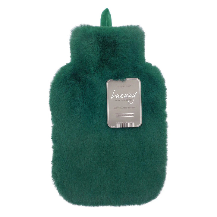 Luxury Hot Water Bottle Faux Fur Cover Thermotherapy 2 Litre