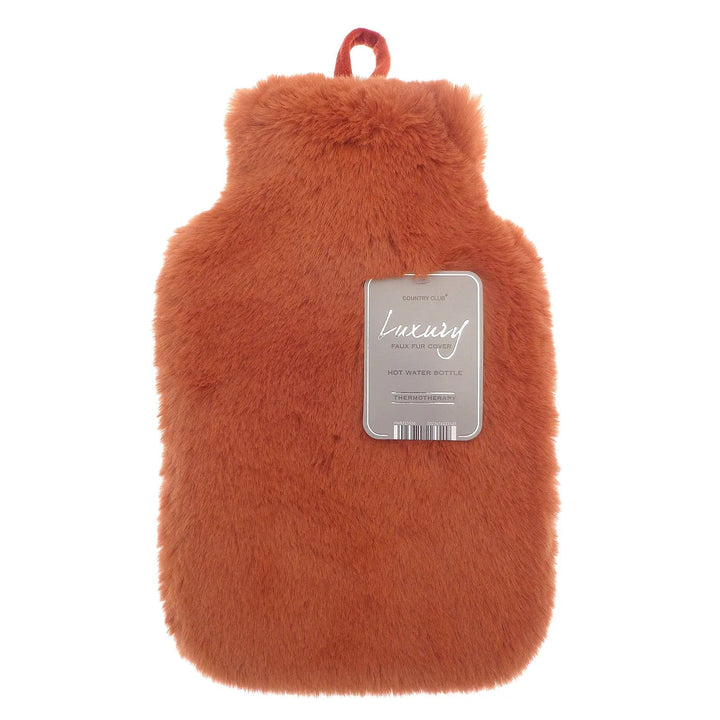 Luxury Hot Water Bottle Faux Fur Cover Thermotherapy 2 Litre