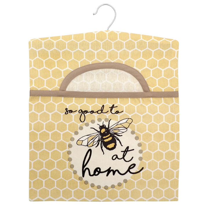 Clothes peg bag with hook and so good to be at home bumblebee design