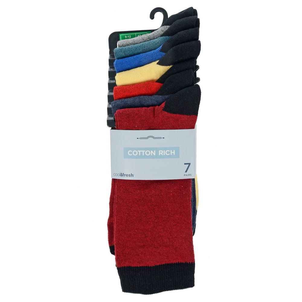 cotton rich cool & fresh socks 7 pairs in assorted colours with contrasting heel