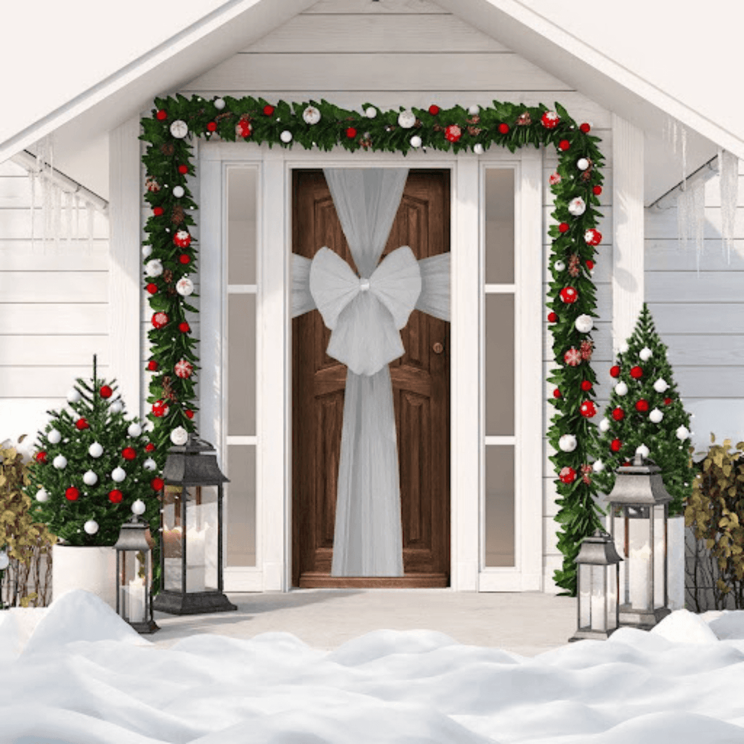 Festive Door Bow Christmas Decoration Home Silver Gold