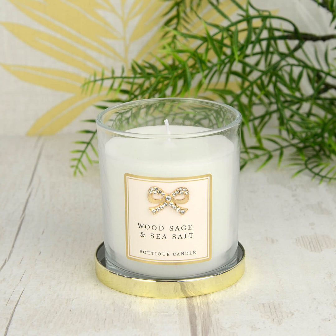 Boutique Candle Scented Hand Poured Soy Wax Diamante Bow 9cm