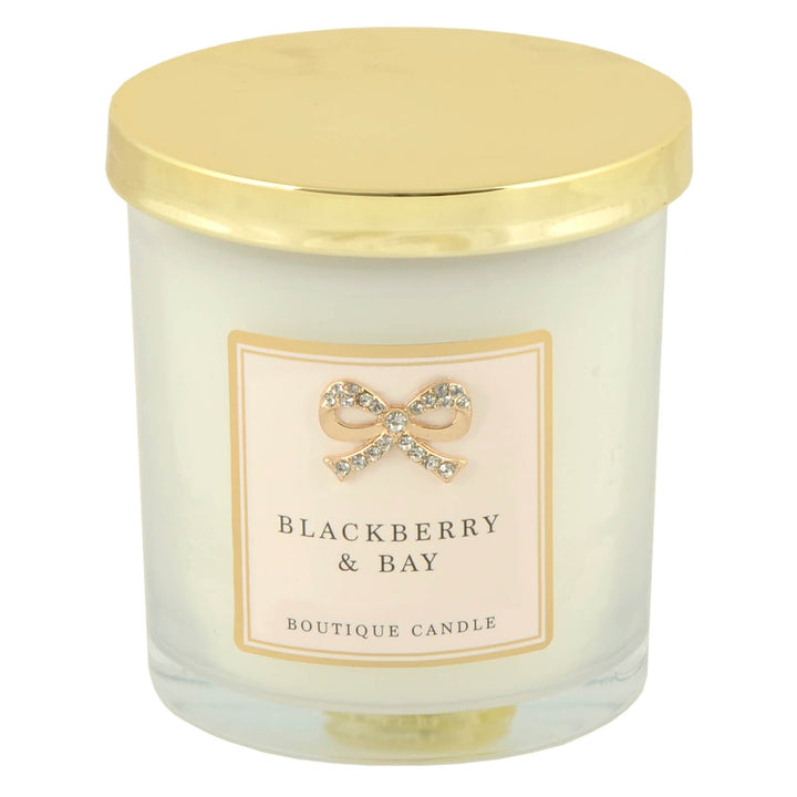 Boutique Candle Scented Hand Poured Soy Wax Diamante Bow 9cm Blackberry & Bay