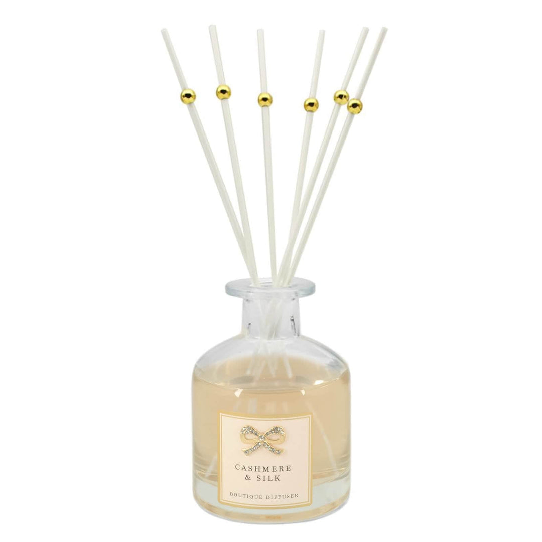 Boutique Diffuser Clear Glass Diamante Bow Home Fragrance 200ml Cashmere & Silk