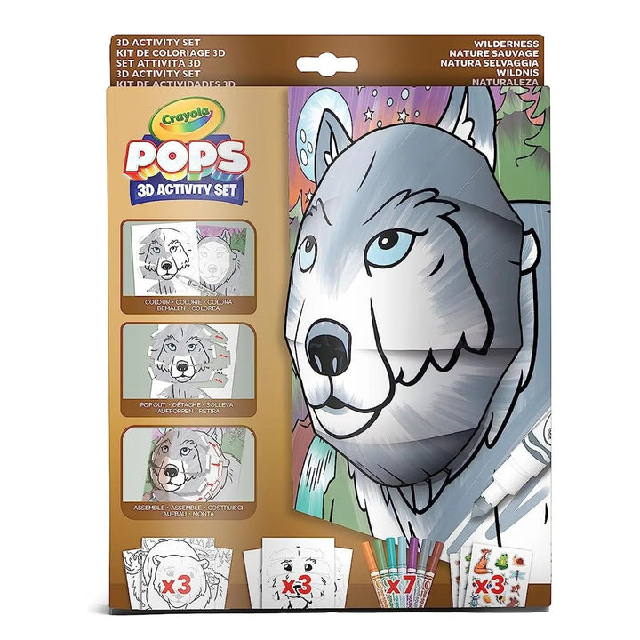 Crayola Pops 3d activity set featuring wildnerness theme pictures and includes 7 marker pens