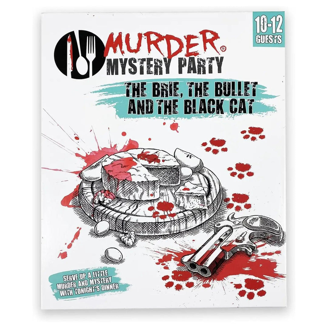 Murder mystery party game, the brie, the bullet and the black cat for 10 to 12 players