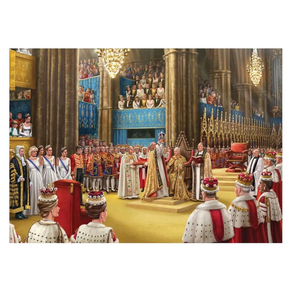 Illustration of the crowning of King Charles III in Westminster Abbey