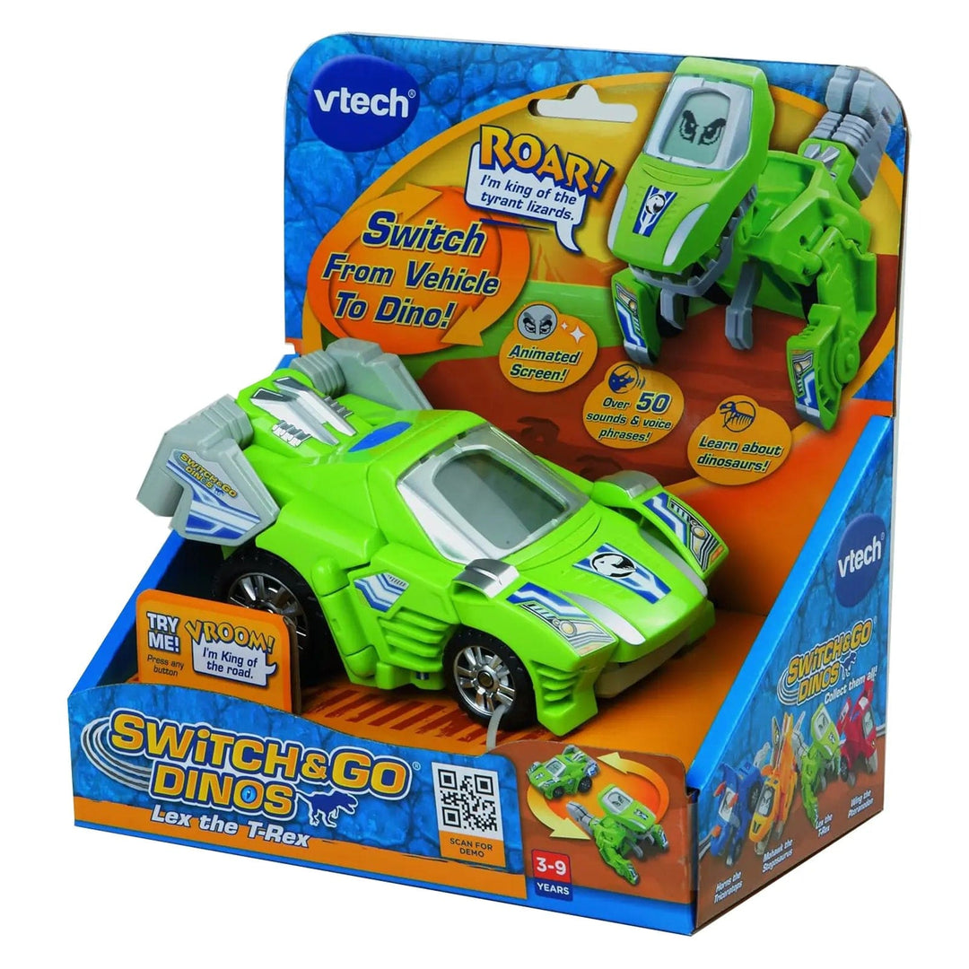 Bright green Switch & Go DInos car with sounds, in packaging