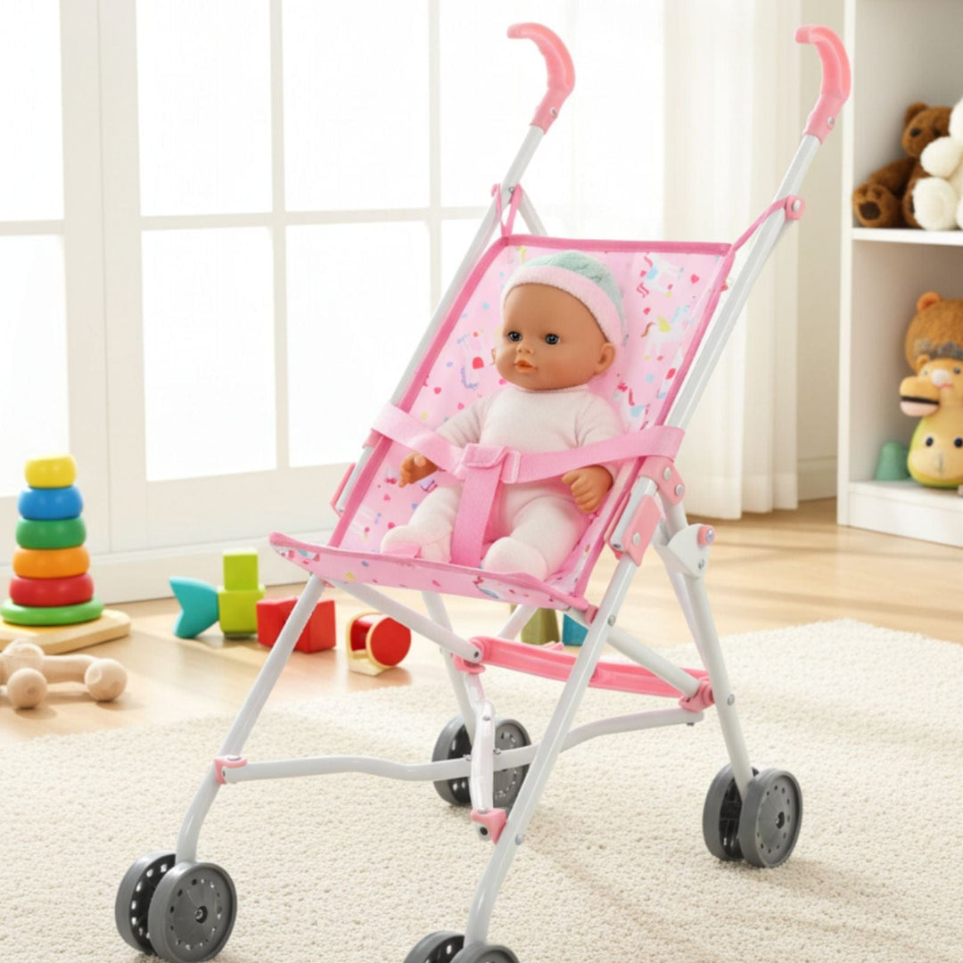 Lil Tots Kids Pink Toy Playtime Stroller Baby Doll Unicorn 2+