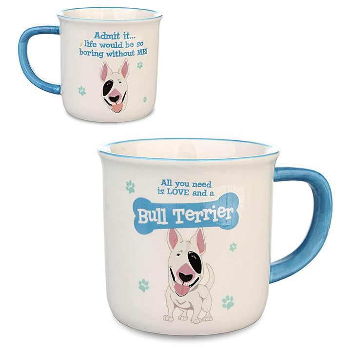 Wags & Whiskers Dog Mug Novelty Design Slogan Stoneware Bull Terrier