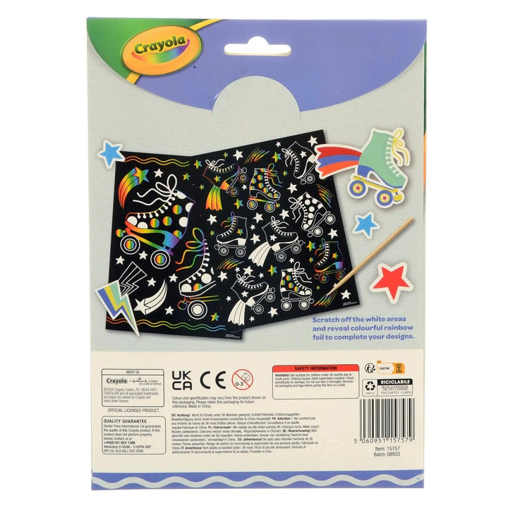 Back of the pack of Roller Disco design Scratch Art sheets
