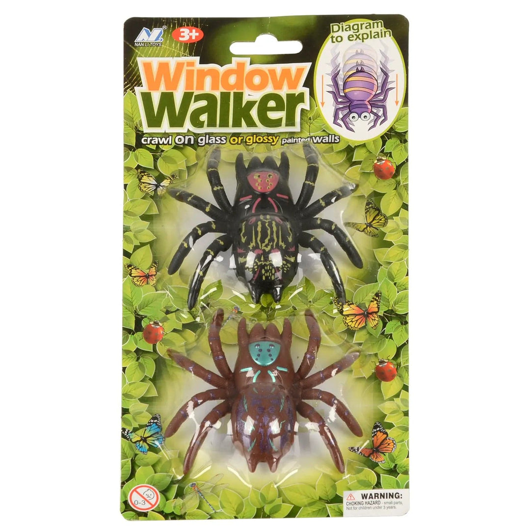 Pack of 2 spider window walkers that crawl down windows for Halloween props