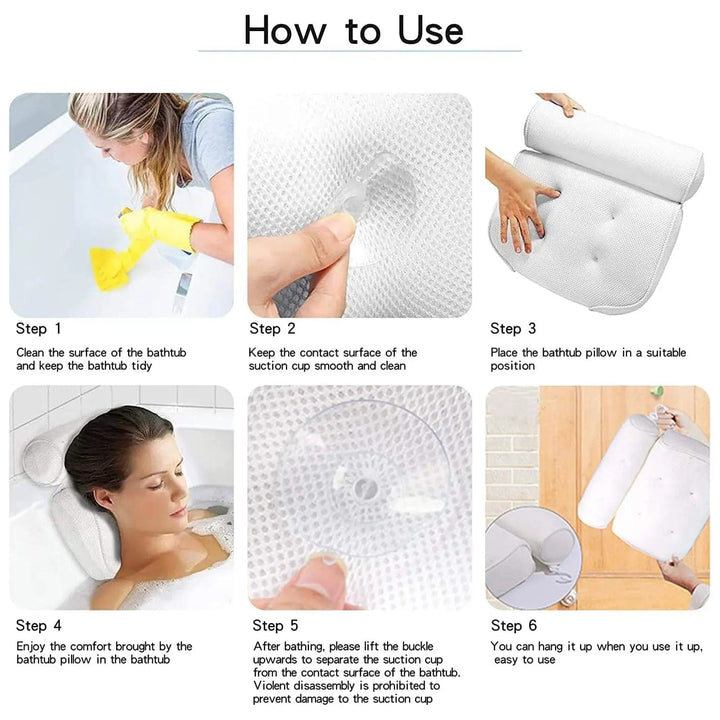 Information about how to use the spa mesh bath pillow