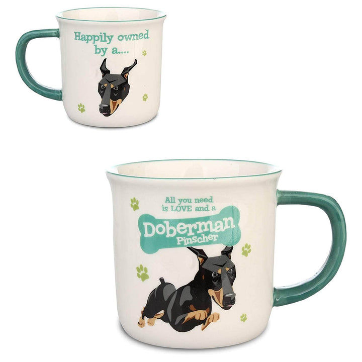 Wags & Whiskers Dog Mug Novelty Design Slogan Stoneware Doberman Pinscher