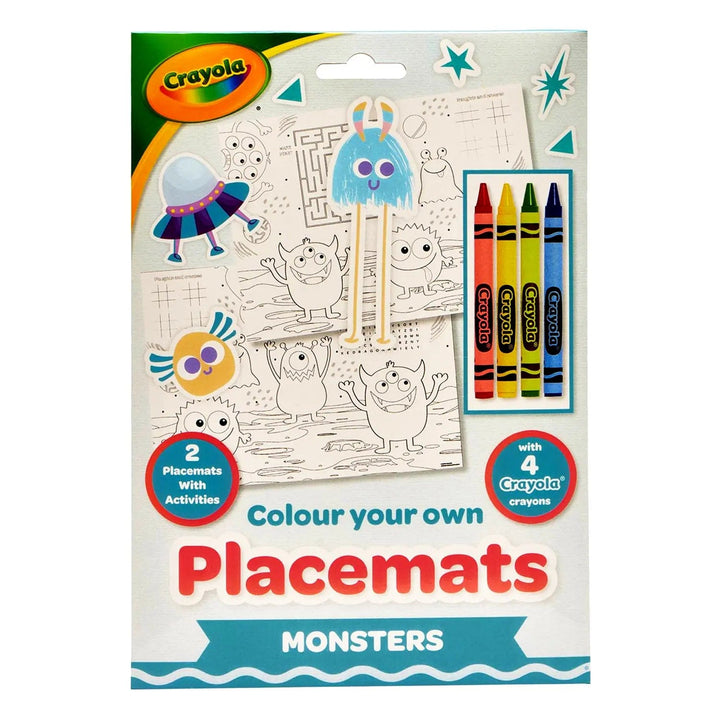 Crayola colour your own placemats with monsters, activities and 4 colouring crayons