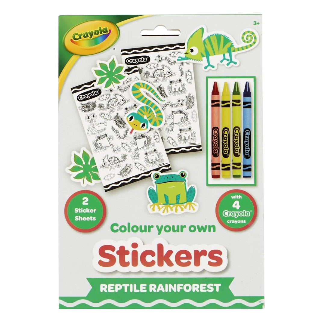 Crayola Colour your own stickers reptile rainforest with 2 sticker sheets and 4 crayons