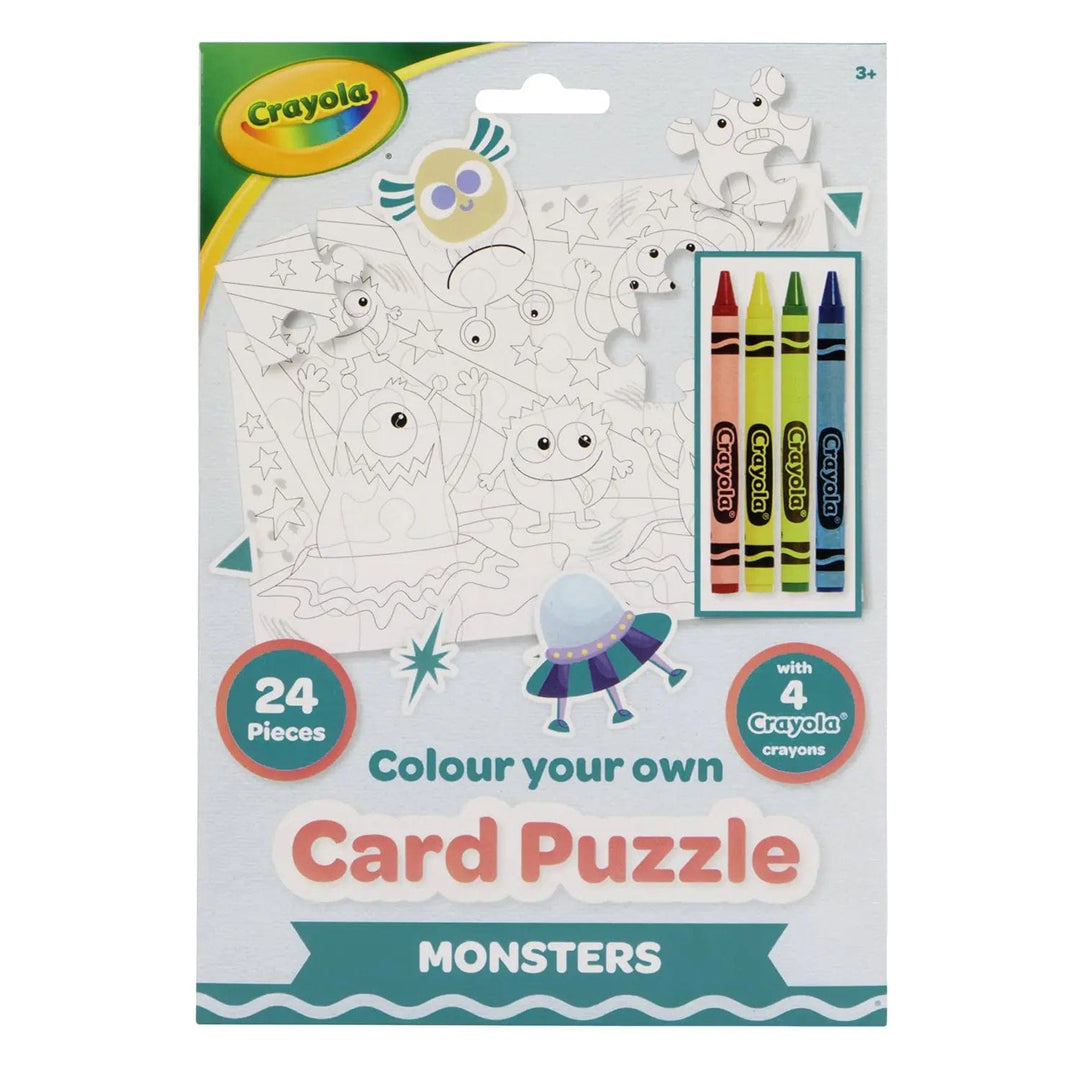 Crayola colour your own card puzzle jigsaw with 24 pieces and 4 colour crayons