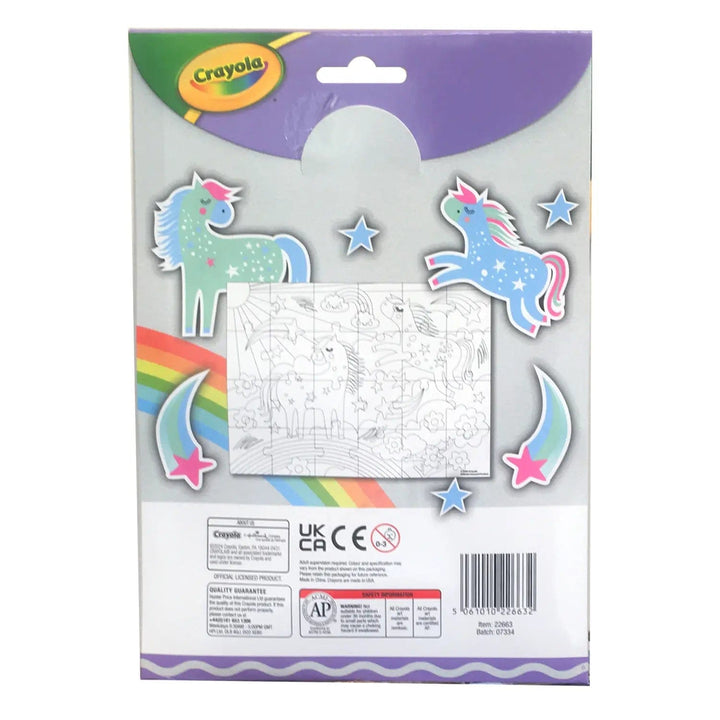 Back of the pack of Crayola colour your onw pony club jigsaw puzzle