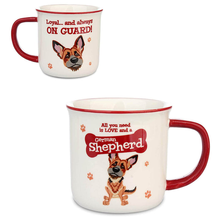 Wags & Whiskers Dog Mug Novelty Design Slogan Stoneware German Shepherd