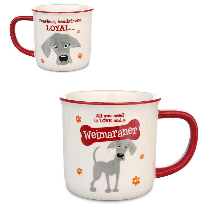 Wags & Whiskers Dog Mug Novelty Design Slogan Stoneware Weimaraner