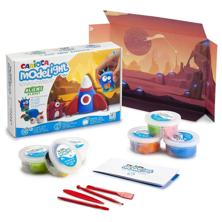 Contents of Modelight Aliens planet play dough set