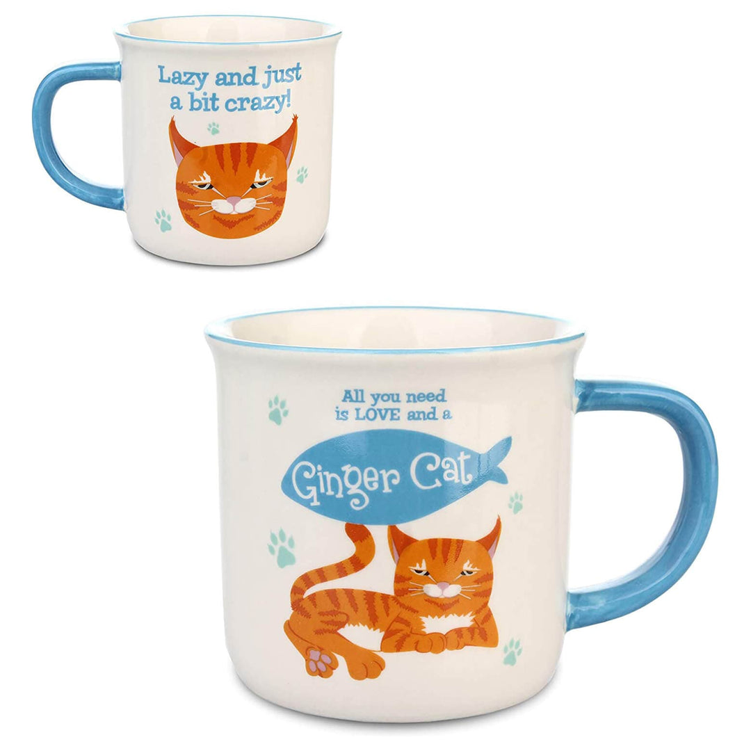 Wags & Whiskers Cat Mug Novelty Design Slogan White Stoneware Ginger Cat