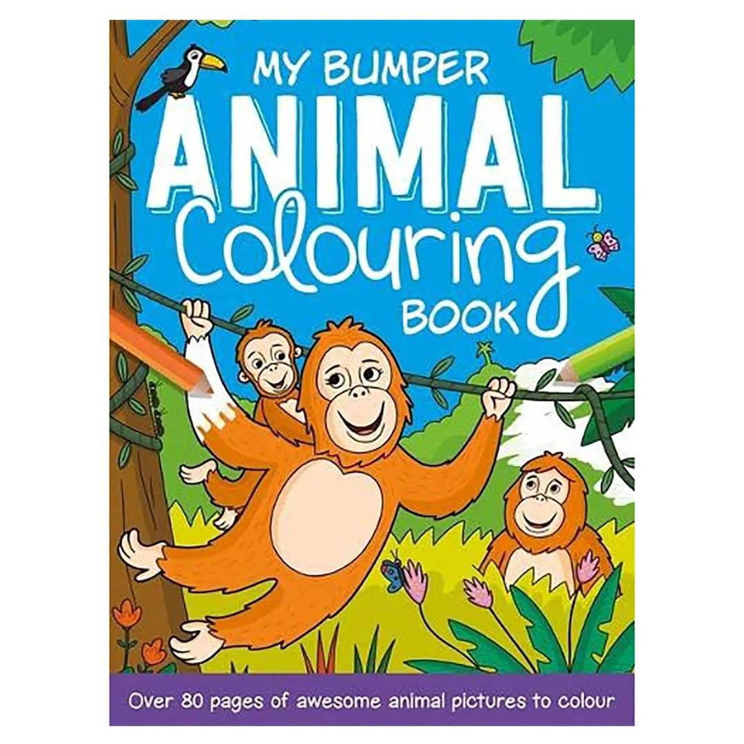 Cover of my bumper animal colouring book with monkeys in the jungle