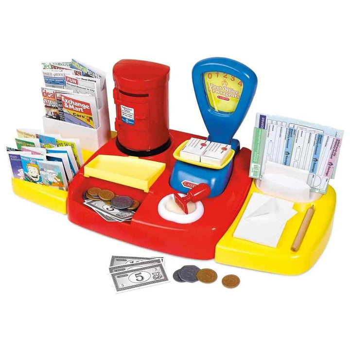 Post Office Play Set with cards, money, weighing scales, post box, stampers and pen