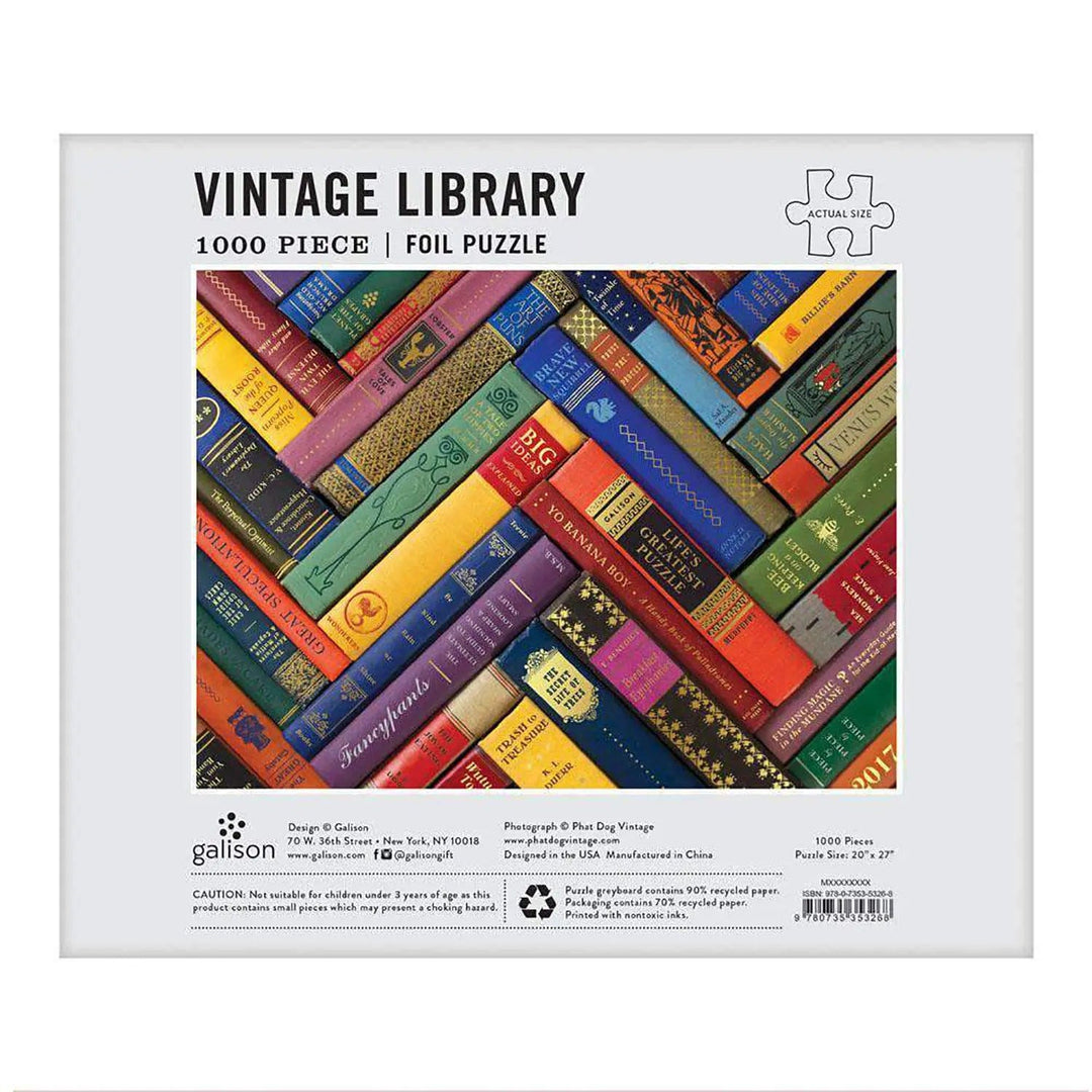 Vintage Library 1000 piece foil jigsaw puzzle from the Galison range