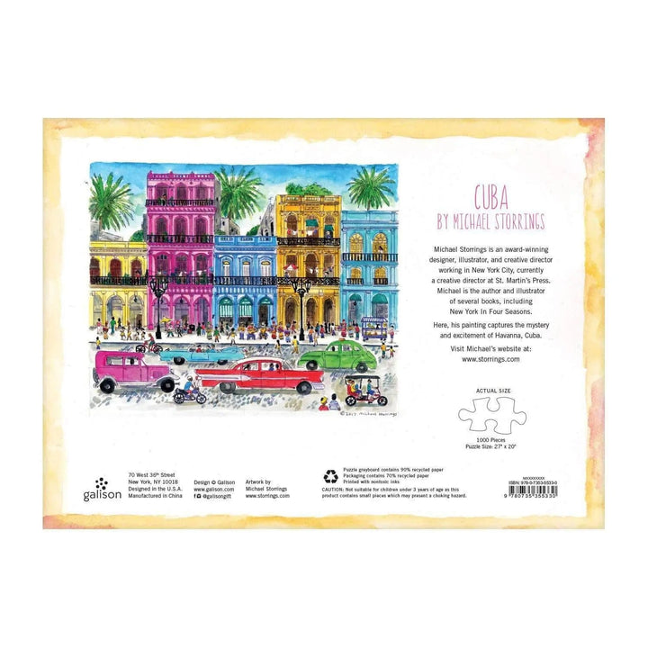 Back of the box of 1000 piece Cuba image jigsaw puzzle