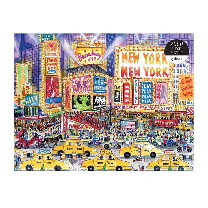 New York theatres bright lights, crowds and big yellow taxis